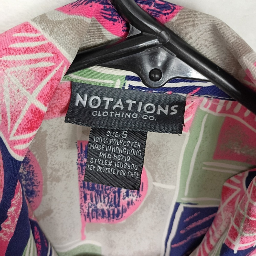 Notations Clothing Co Pink Green Abstract Geometric Print‎ Button Down Shirt S - Picture 4 of 6